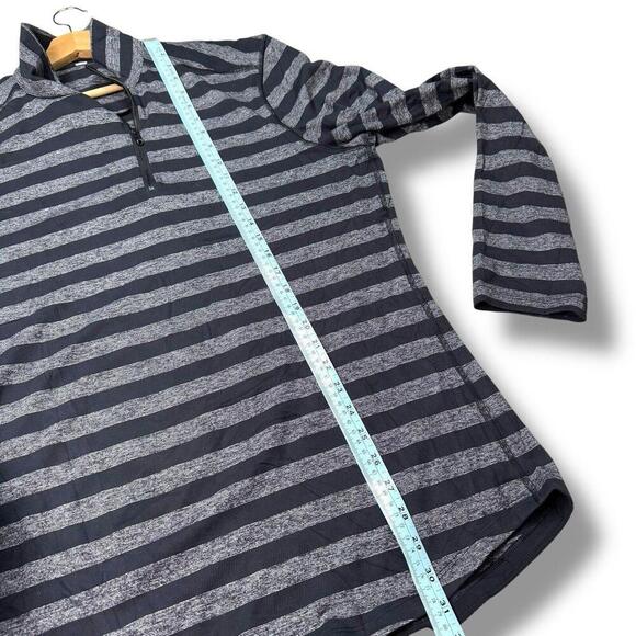 Lululemon Studio 1/2 Zip Sweatshirt Classic Stripe Heathered Black Men Sz XL Gym - Picture 12 of 13